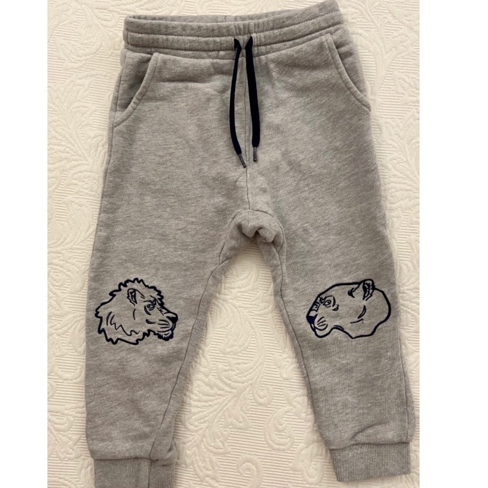 KENZO Boys Gray Varsity Animal Head Sweatpants 3T